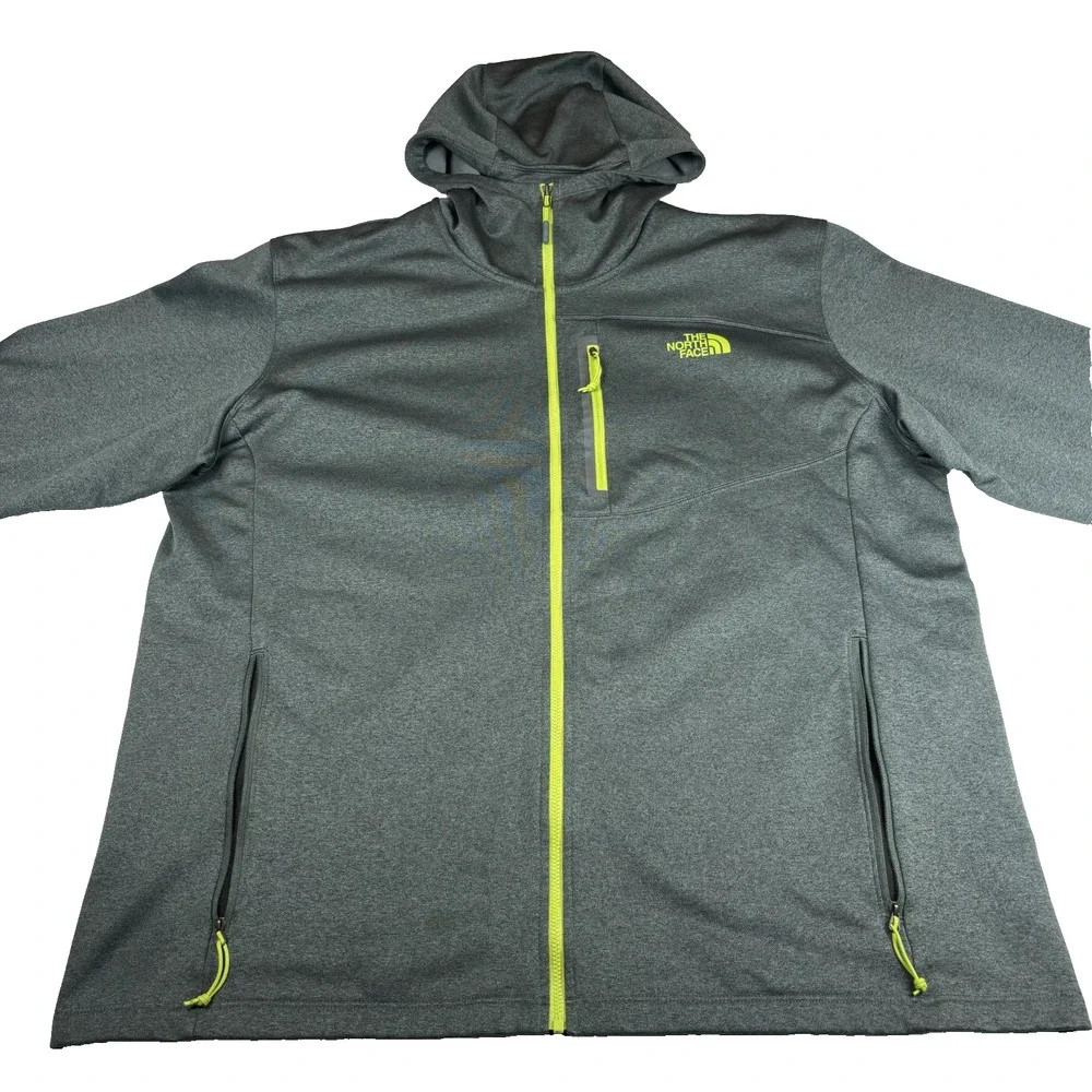 THE NORTH FACE MEN'S FULL ZIP HOODED SWEATSHIRT JACKET GRAY SIZE 2XL